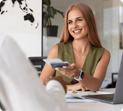 Woman meeting with credit specialist